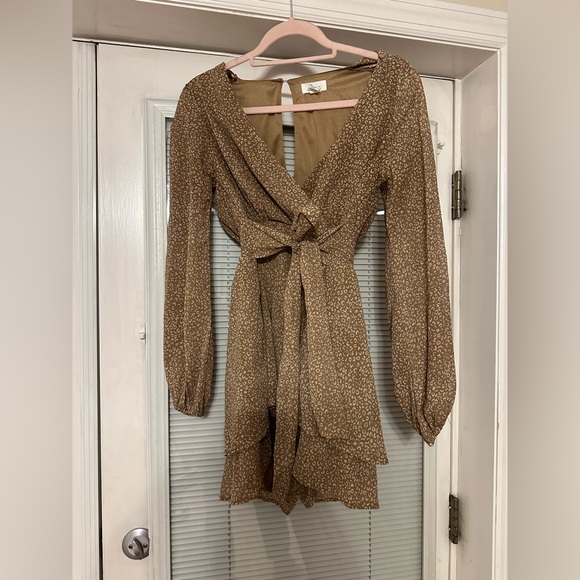 Brown Floral Wrap Dress - Picture 1 of 1